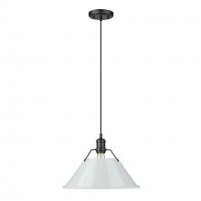  3306-L BLK-DB - Orwell BLK Large Pendant - 14" in Matte Black with Dusky Blue shade